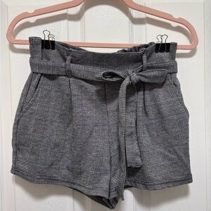 Revamped High Waist Plaid Shorts - Black and Gray